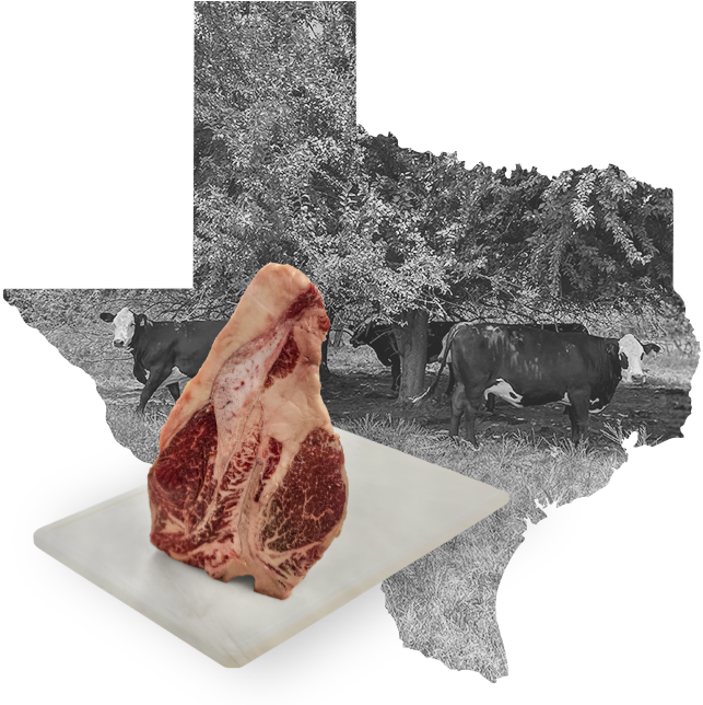 Crossbuck Cattle Co. Meat with Texas Background