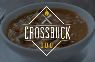 Crossbuck BBQ logo with featured sides text